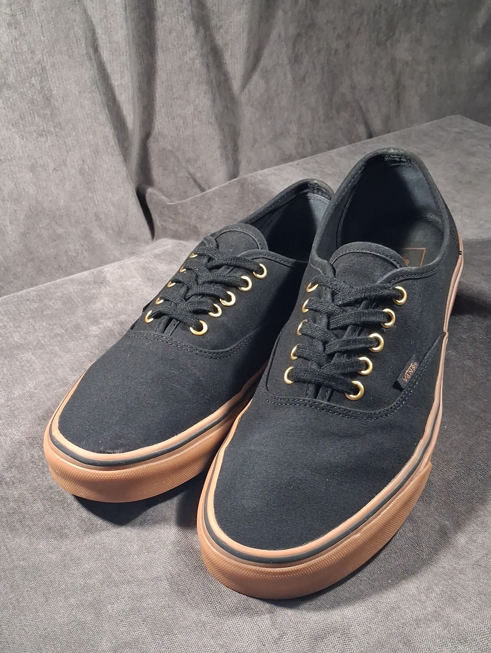 Vans Authentic Black with Gold Gum Lace Up Canvas Sneakers G- US 12